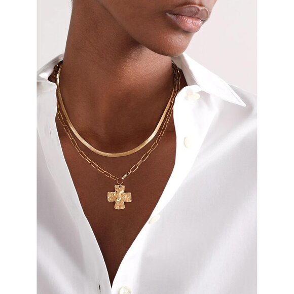 Easter Gifts for Women Chunky Cross Necklace for Women Trendy 14K Gold Plated Si - Picture 7 of 9